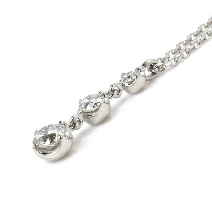 4℃ ヨンドシー Pt850プラチナ ダイヤ ネックレス ダイヤモンド0.169ct 2.7g 38～42cm 3ポイント レディース【中古】