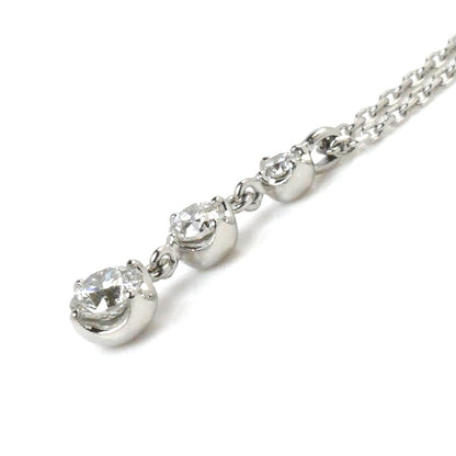 4℃ ヨンドシー Pt850プラチナ ダイヤ ネックレス ダイヤモンド0.169ct 2.7g 38～42cm 3ポイント レディース【中古】
