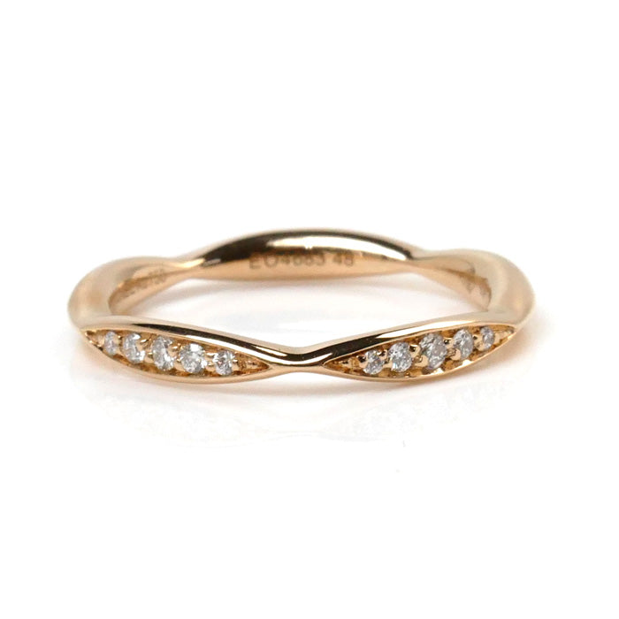 CHANEL シャネル K18PG ピンクゴールド カメリアコレクション ハーフエタニティ リング・指輪 J10836 ダイヤモンド 8号 48 2.2g レディース【中古】【美品】