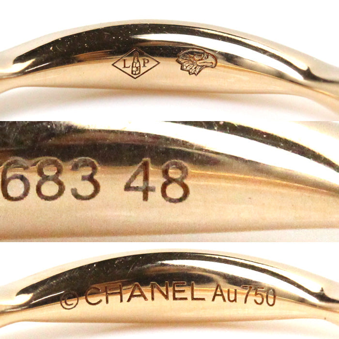 CHANEL シャネル K18PG ピンクゴールド カメリアコレクション ハーフエタニティ リング・指輪 J10836 ダイヤモンド 8号 48 2.2g レディース【中古】【美品】