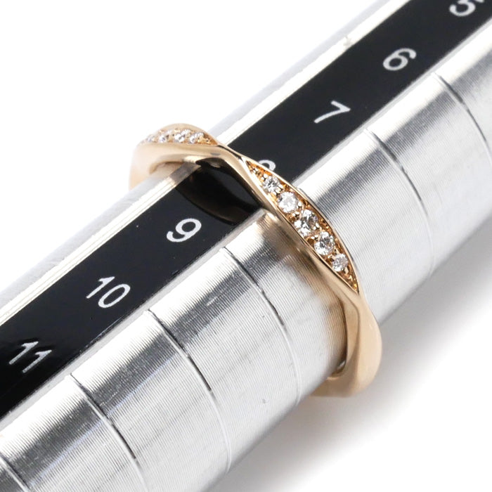 CHANEL シャネル K18PG ピンクゴールド カメリアコレクション ハーフエタニティ リング・指輪 J10836 ダイヤモンド 8号 48 2.2g レディース【中古】【美品】