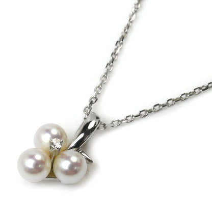 MIKIMOTO ミキモト K18WG ホワイトゴールド パール ダイヤ ネックレス ダイヤ パール約5.0mm 3.4g 40cm レディース【中古】