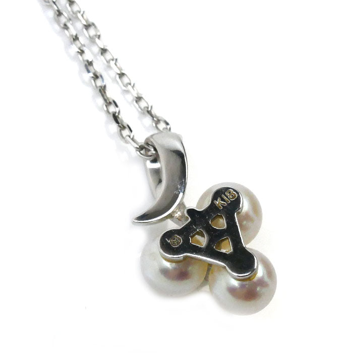 MIKIMOTO ミキモト K18WG ホワイトゴールド パール ダイヤ ネックレス ダイヤ パール約5.0mm 3.4g 40cm レディース【中古】