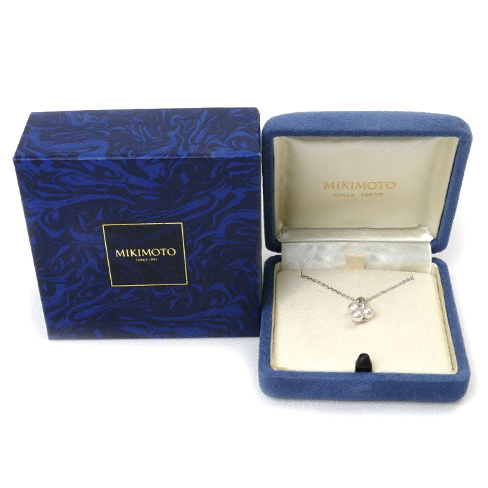 MIKIMOTO ミキモト K18WG ホワイトゴールド パール ダイヤ ネックレス ダイヤ パール約5.0mm 3.4g 40cm レディース【中古】