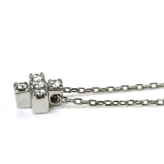 4℃ ヨンドシー Pt850プラチナ ダイヤ  ネックレス ダイヤモンド 2.1g 40cm クロス レディース【中古】【美品】