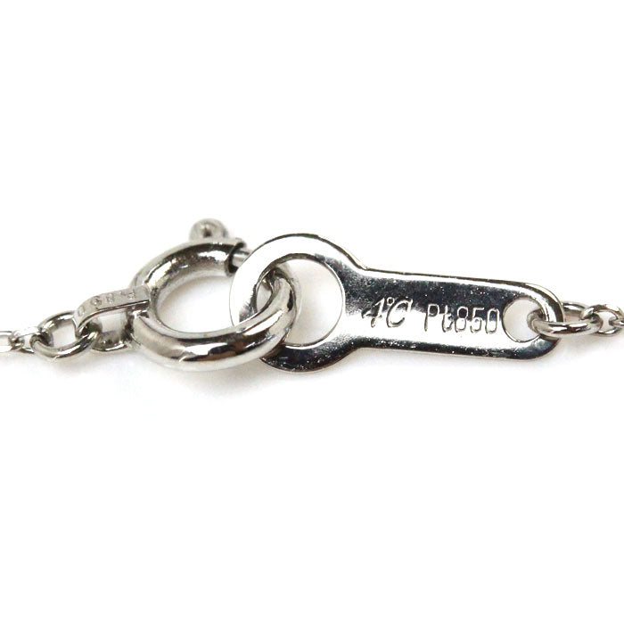 4℃ ヨンドシー Pt850プラチナ ダイヤ  ネックレス ダイヤモンド 2.1g 40cm クロス レディース【中古】【美品】