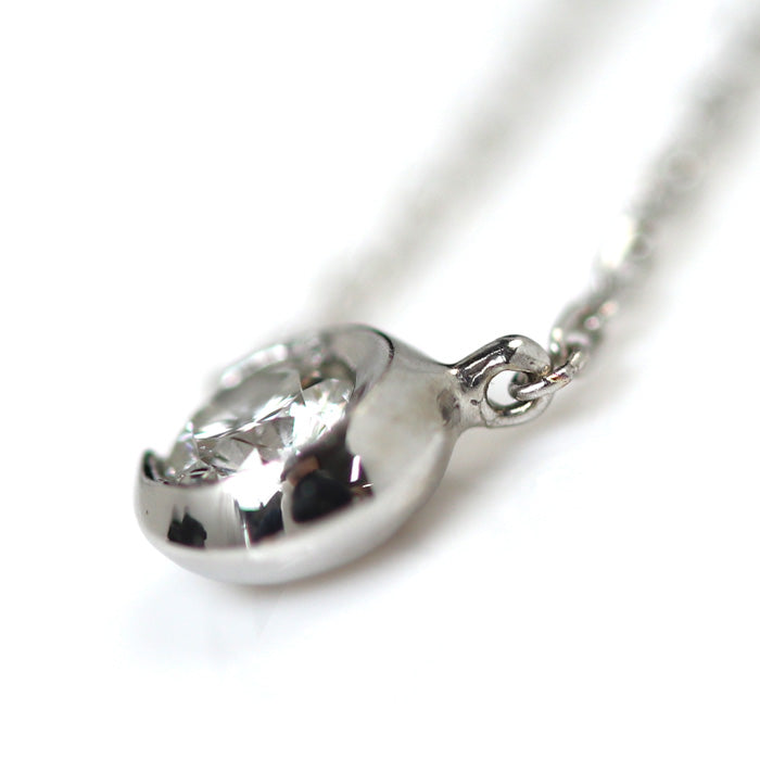 STAR JEWELRY スタージュエリー K18WG ホワイトゴールド ムーンセッティング ダイヤ ネックレス 2ZN1660 ダイヤモンド0.04ct 0.9g 40cm レディース【中古】