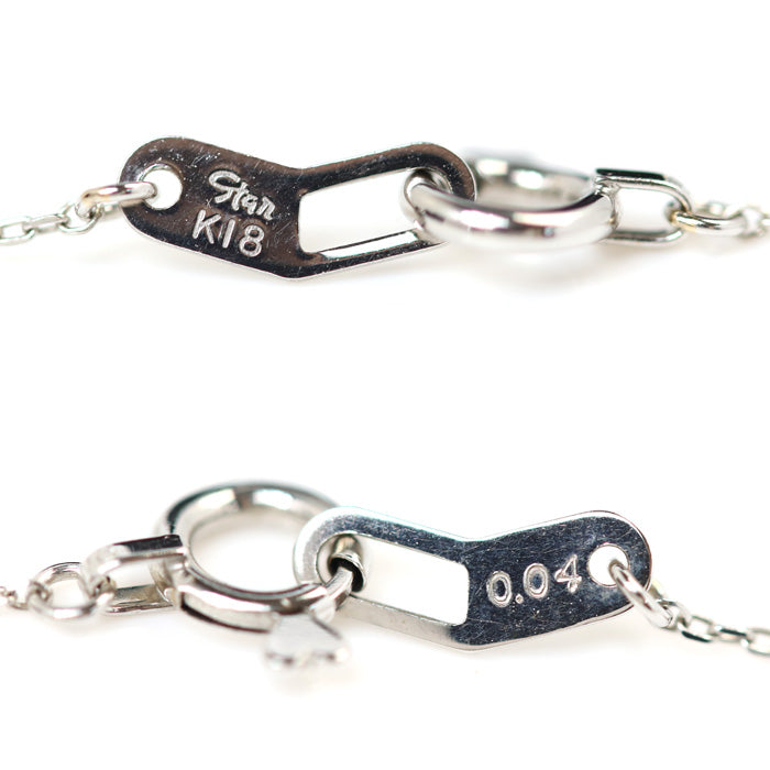 STAR JEWELRY スタージュエリー K18WG ホワイトゴールド ムーンセッティング ダイヤ ネックレス 2ZN1660 ダイヤモンド0.04ct 0.9g 40cm レディース【中古】