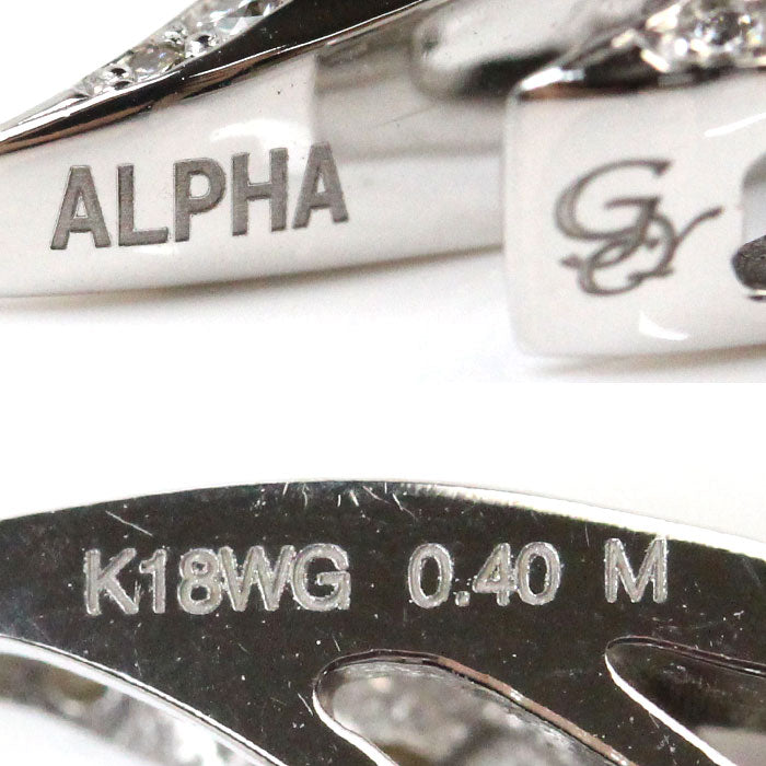 ゆきざき K18WG ホワイトゴールド ALPHA イニシャルペンダント M 
