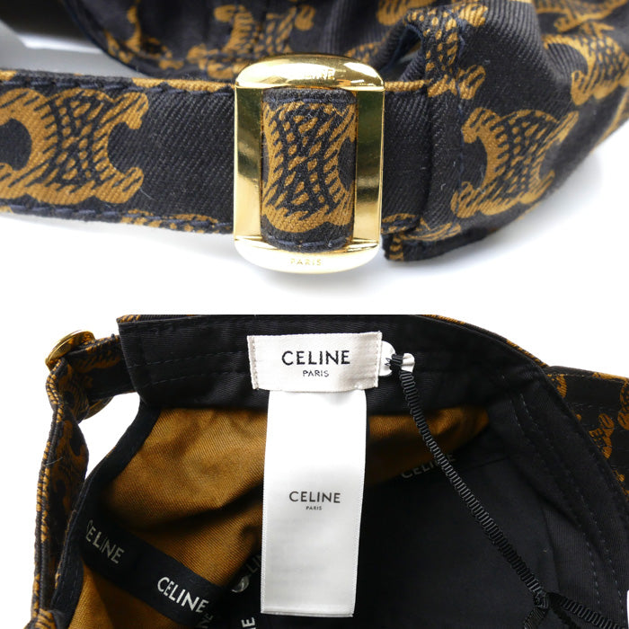 CELINE セリーヌ トリオンフ キャップ ブラウン 2AUA1731O.19MA.M レディース【中古】【美品】