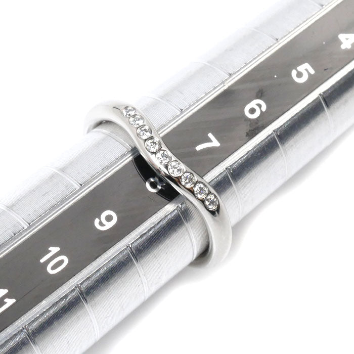 TIFFANY&Co. ティファニー Pt950プラチナ カーブドバンド ダイヤモンド リング・指輪 ダイヤモンド 7.5号 3.6g レディース【中古】【美品】