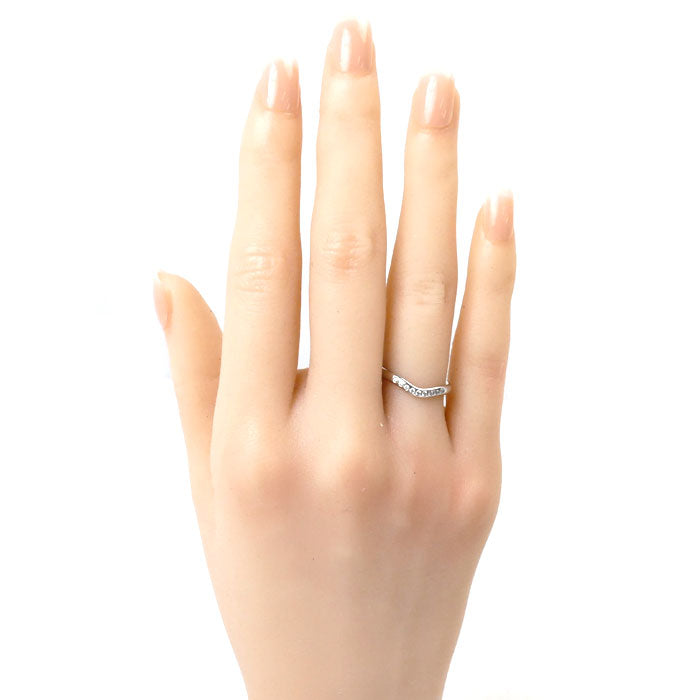 TIFFANY&Co. ティファニー Pt950プラチナ カーブドバンド ダイヤモンド リング・指輪 ダイヤモンド 7.5号 3.6g レディース【中古】【美品】