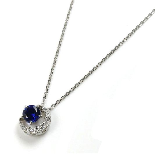 STAR JEWELRY スタージュエリー Pt950プラチナ ムーンライト ネックレス サファイア ダイヤモンド0.07ct 2.9g 40～45cm レディース【中古】