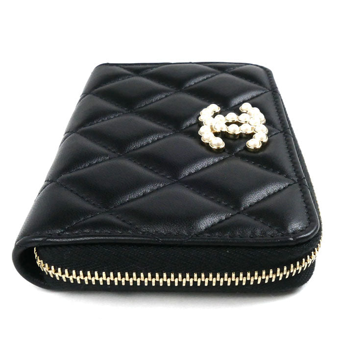 CHANEL シャネル マトラッセ COCO パール コインケース ブラック AP3811 レディース【中古】【美品】