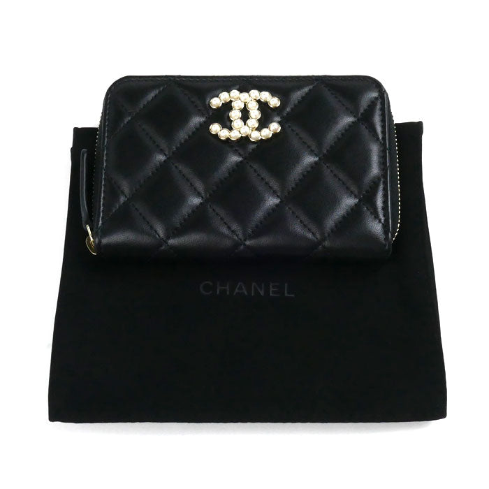 CHANEL シャネル マトラッセ COCO パール コインケース ブラック AP3811 レディース【中古】【美品】