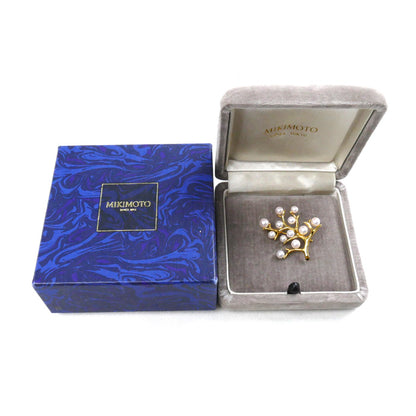 MIKIMOTO ミキモト K18YG イエローゴールド 幸福の木 Kofuku no ki ブローチ PB-357K アコヤパール約3.8～5.1mm 6.3g レディース【中古】
