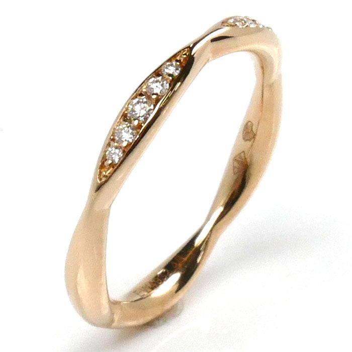 CHANEL シャネル K18PG ピンクゴールド カメリア ハーフエタニティ ダイヤ リング・指輪 J10836 ダイヤモンド 7.5号 48 2.3g レディース【中古】【美品】