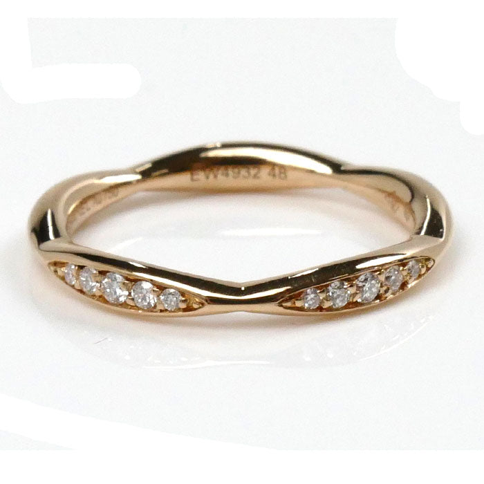 CHANEL シャネル K18PG ピンクゴールド カメリア ハーフエタニティ ダイヤ リング・指輪 J10836 ダイヤモンド 7.5号 48 2.3g レディース【中古】【美品】