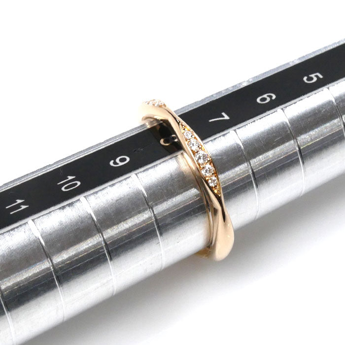 CHANEL シャネル K18PG ピンクゴールド カメリア ハーフエタニティ ダイヤ リング・指輪 J10836 ダイヤモンド 7.5号 48 2.3g レディース【中古】【美品】
