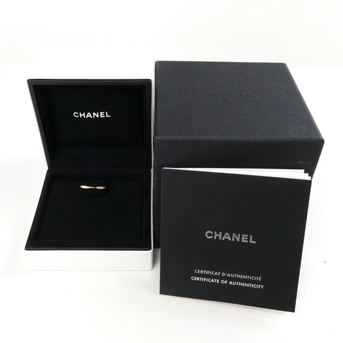 CHANEL シャネル K18PG ピンクゴールド カメリア ハーフエタニティ ダイヤ リング・指輪 J10836 ダイヤモンド 7.5号 48 2.3g レディース【中古】【美品】