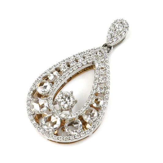 Pt900/K18PG ダイヤ ペンダントトップ ダイヤモンド0.25ct/1.35ct 7g ローズカット レディース【中古】【美品】