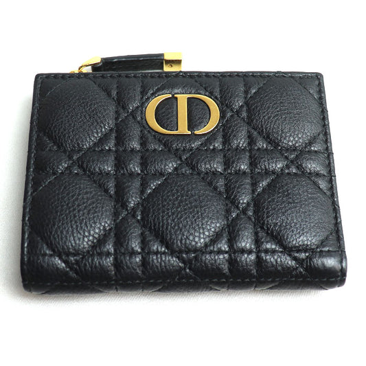 Dior ディオール Dior Caro Dahlia カナージュ 二つ折り財布 ブラック S5173UWHC_M900 レディース【中古】【美品】