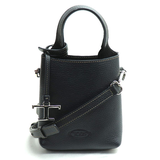 TOD’S トッズ  Tタイムレス マイクロ 2Wayショルダーバッグ ブラック XBWAPAT9000QRI レディース【中古】