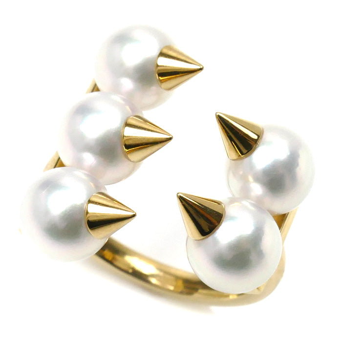 TASAKI タサキ K18YG イエローゴールド デインジャー プラス 5P パール リング・指輪 アコヤパール約6.5mm 9号 6.1g レディース【中古】【美品】