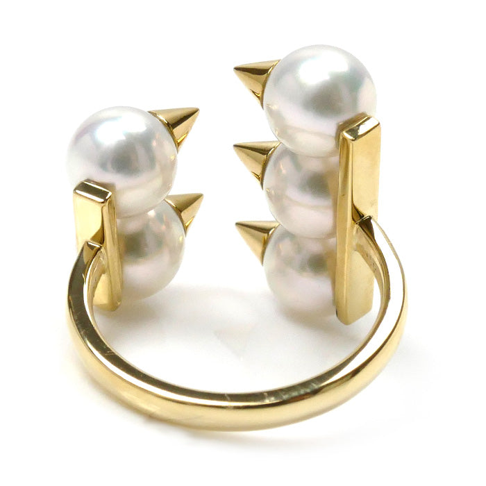 TASAKI タサキ K18YG イエローゴールド デインジャー プラス 5P パール リング・指輪 アコヤパール約6.5mm 9号 6.1g レディース【中古】【美品】