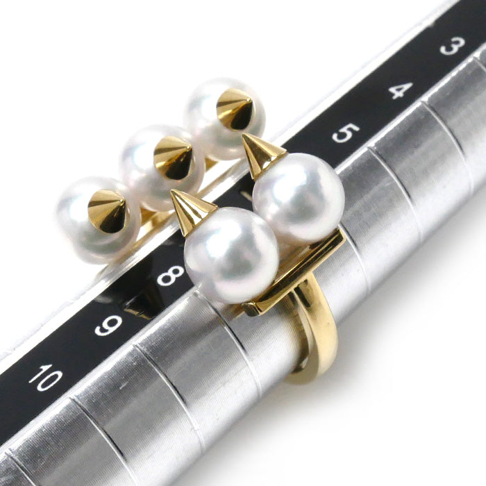 TASAKI タサキ K18YG イエローゴールド デインジャー プラス 5P パール リング・指輪 アコヤパール約6.5mm 9号 6.1g レディース【中古】【美品】