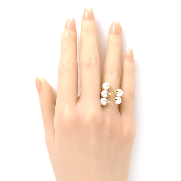 TASAKI タサキ K18YG イエローゴールド デインジャー プラス 5P パール リング・指輪 アコヤパール約6.5mm 9号 6.1g レディース【中古】【美品】