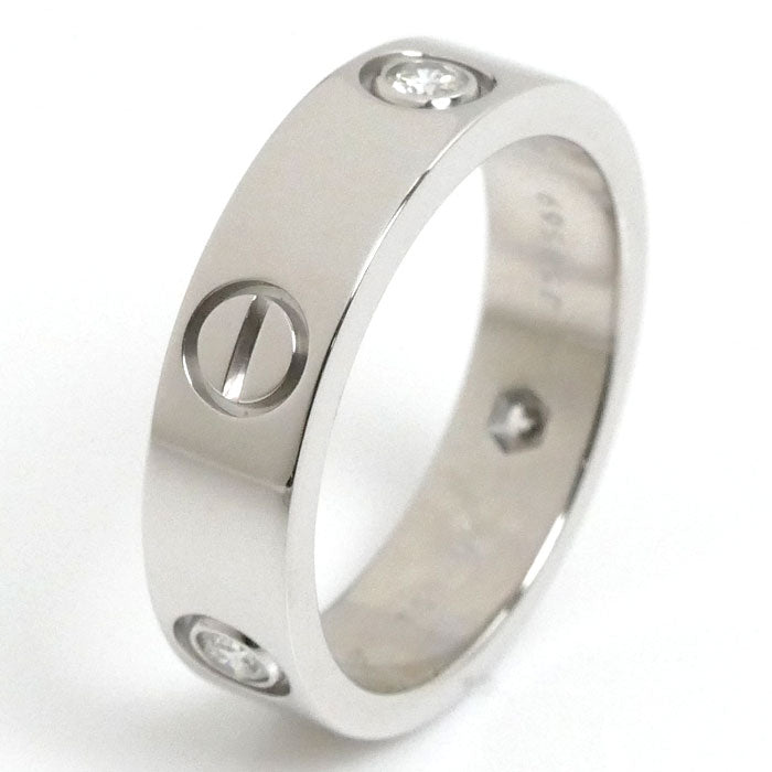 CARTIER カルティエ K18WG ホワイトゴールド ラブ ハーフ ダイヤ リング・指輪 B4032557 ダイヤモンド 17号 57 9.4g レディース【中古】【美品】