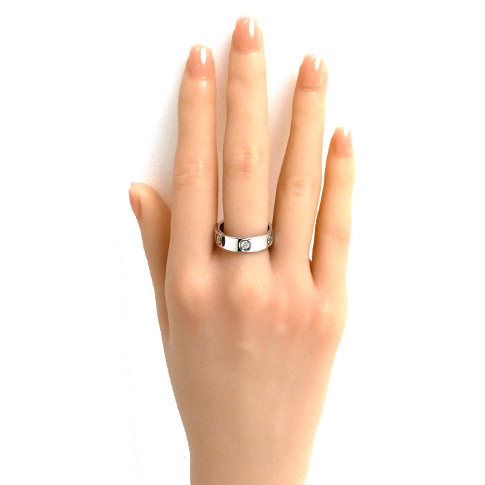 CARTIER カルティエ K18WG ホワイトゴールド ラブ ハーフ ダイヤ リング・指輪 B4032557 ダイヤモンド 17号 57 9.4g レディース【中古】【美品】