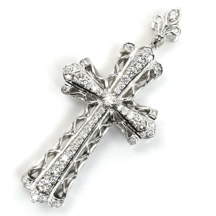 ゆきざき K18WG ホワイトゴールド ヨビコ クロス ダイヤ ペンダントトップ W31297.12.9.5 ダイヤモンド0.80ct 9.3g ユニセックス【中古】【美品】