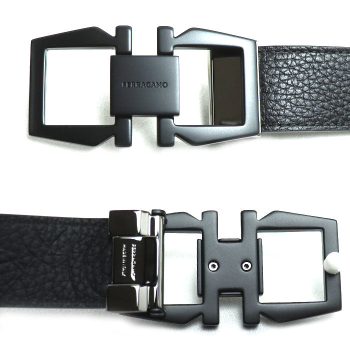 Salvatore Ferragamo サルヴァトーレフェラガモ ガンチーニ リバーシブル ベルト ブラック 670251 776323 メンズ【中古】【極美品】