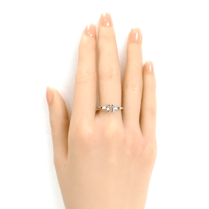 TIFFANY&Co. ティファニー K18WG ホワイトゴールド Tワイヤー リング・指輪 60148374 14号 3.5g レディース【中古】
