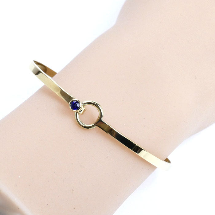 TIFFANY&Co. ティファニー K18YG イエローゴールド フック＆アイ バングル サファイア 10.3g レディース【中古】