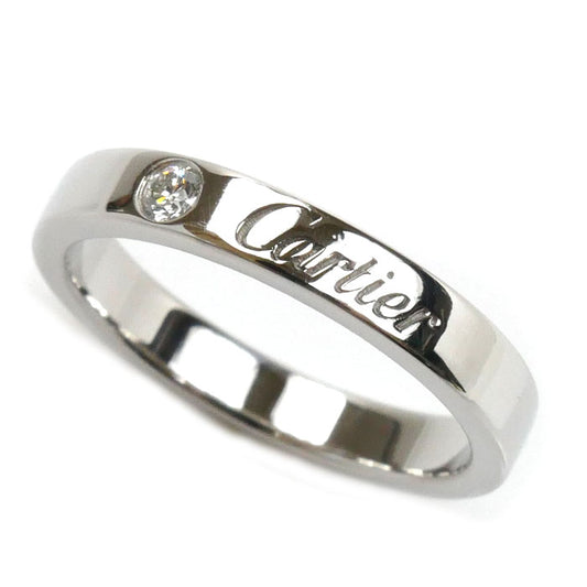 CARTIER カルティエ Pt950プラチナ エングレーブド 1P ダイヤ リング・指輪 B4051349 ダイヤモンド 9号 49 4.8g レディース【中古】【美品】