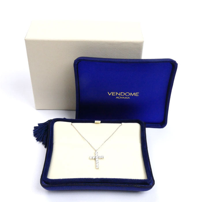 Vendome Aoyama ヴァンドーム青山 Pt900/850 クロス ダイヤ ネックレス ダイヤモンド0.85ct 3.8g 40cm レディース【中古】【美品】