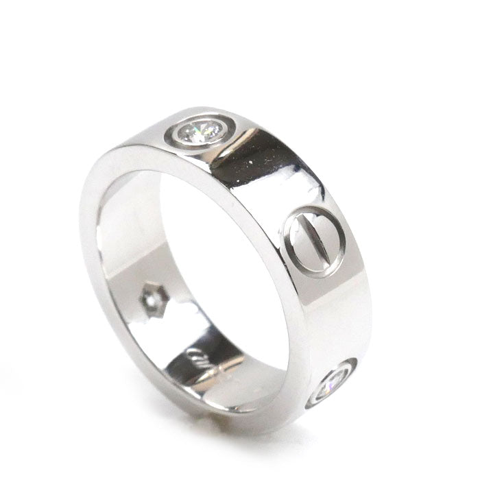 CARTIER カルティエ K18WG ホワイトゴールド ラブ ハーフダイヤ リング・指輪 B4032548 ダイヤモンド 8号 48 7.8g レディース【中古】【美品】
