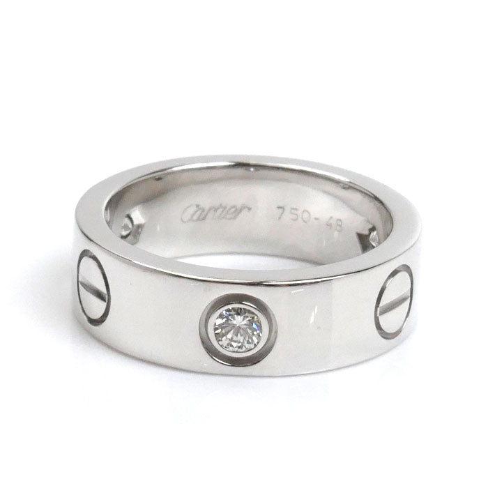 CARTIER カルティエ K18WG ホワイトゴールド ラブ ハーフダイヤ リング・指輪 B4032548 ダイヤモンド 8号 48 7.8g レディース【中古】【美品】