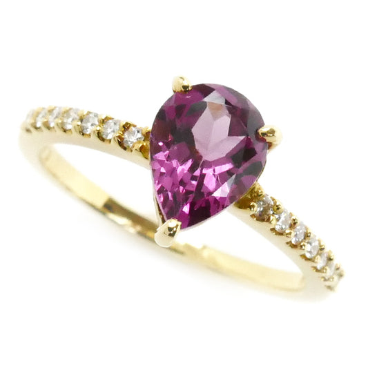 BIZOUX K18YG イエローゴールド マラヤガーネット リング・指輪 BX01713 ダイヤモンド0.09ct ガーネット 11.5号 2.7g レディース【中古】【美品】