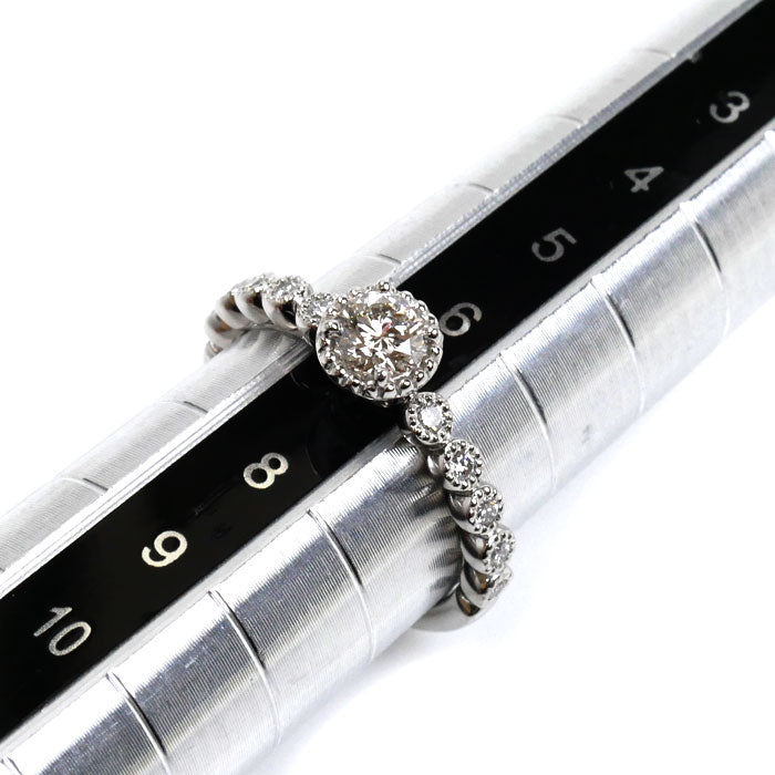 Ponte Vecchio ポンテヴェキオ Pt900プラチナ ミルアモーレ リング・指輪 NG1201E025WDMM ダイヤモンド0.266ct/0.15ct 7号 3.5g レディース【中古】【美品】