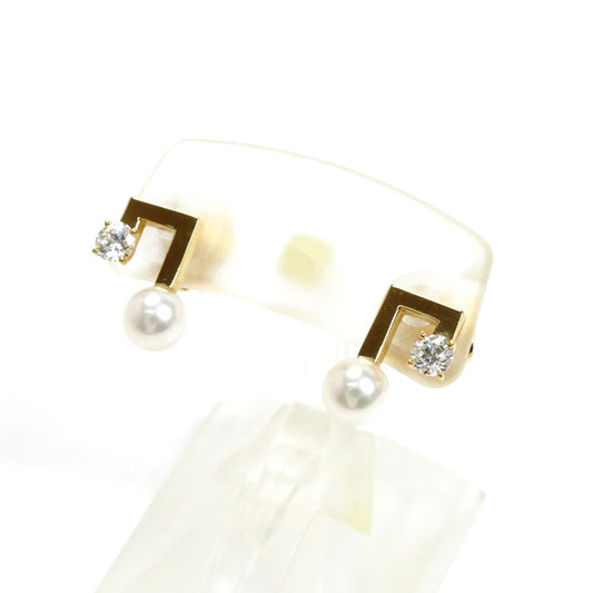 TASAKI タサキ K18YG イエローゴールド プチ バランス ノート  ピアス ダイヤモンド0.07ct/0.07ct アコヤパール約4.4mm 1.8g レディース【中古】【美品】