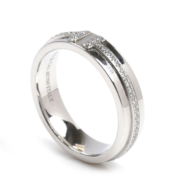 TIFFANY&Co. ティファニー K18WG ホワイトゴールド T TWOナロー リング・指輪 60151270 ダイヤモンド 9号 5.8g レディース【中古】【美品】