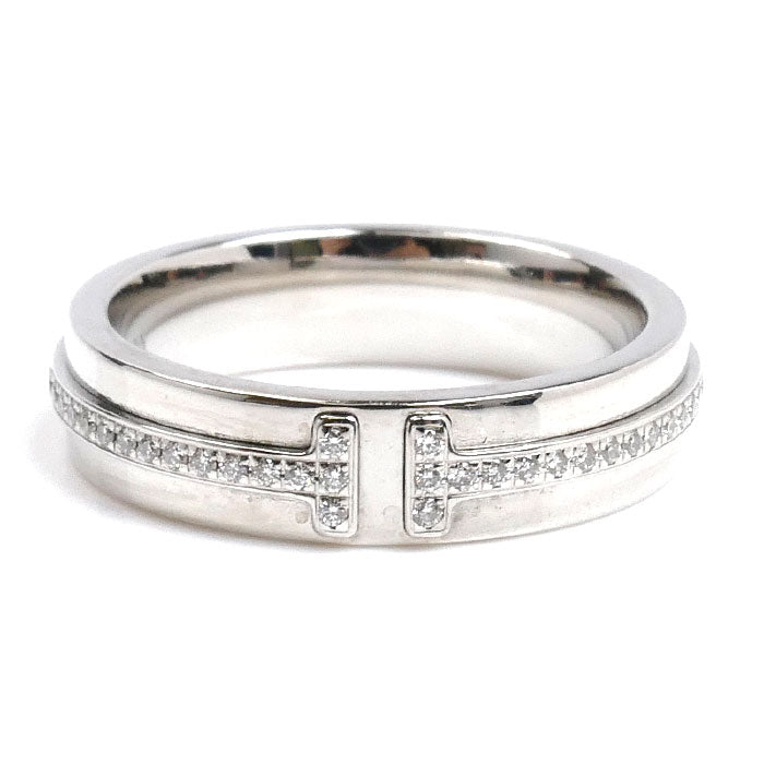 TIFFANY&Co. ティファニー K18WG ホワイトゴールド T TWOナロー リング・指輪 60151270 ダイヤモンド 9号 5.8g レディース【中古】【美品】