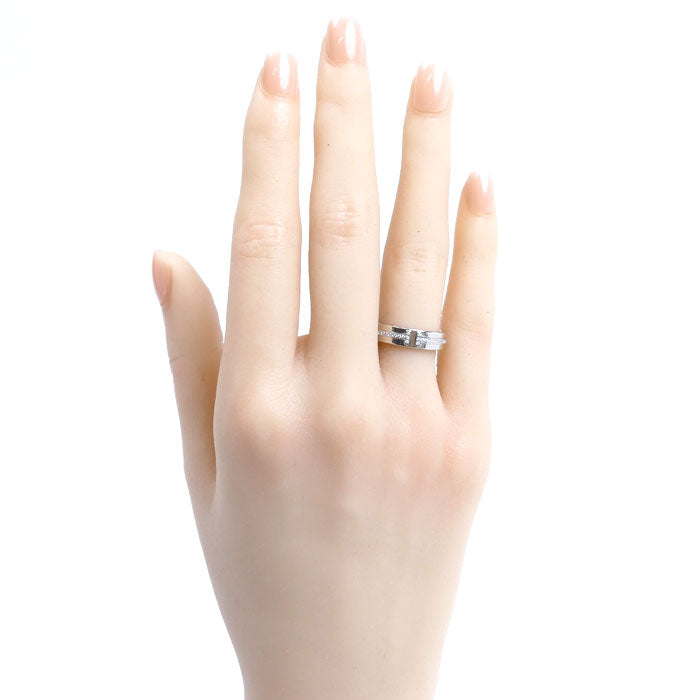 TIFFANY&Co. ティファニー K18WG ホワイトゴールド T TWOナロー リング・指輪 60151270 ダイヤモンド 9号 5.8g レディース【中古】【美品】