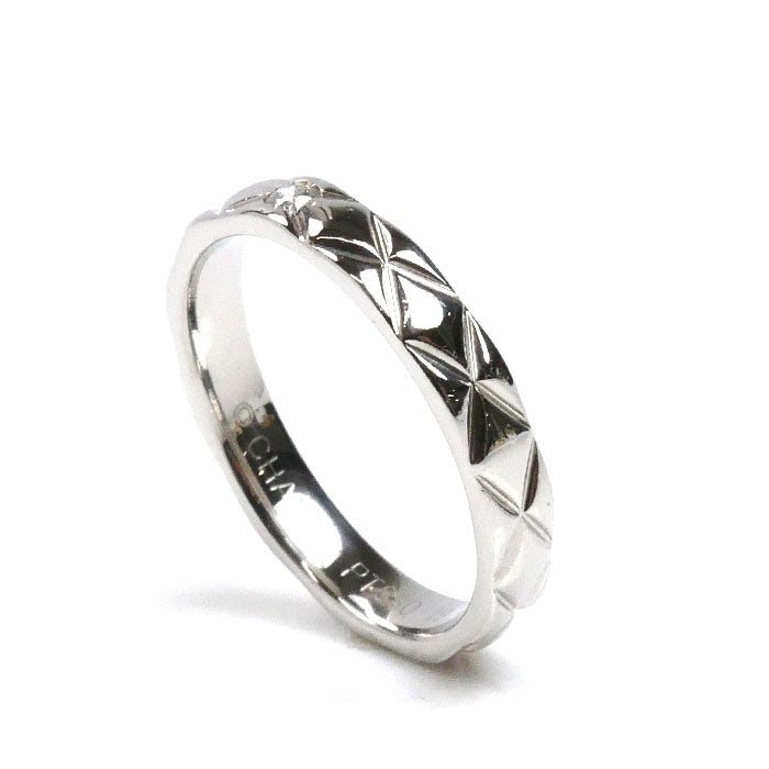 CHANEL シャネル Pt950プラチナ マトラッセ 1P ダイヤ リング・指輪 ダイヤモンド 15号 56 5.6g レディース【中古】【美品】