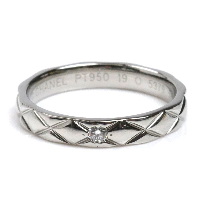 CHANEL シャネル Pt950プラチナ マトラッセ 1P ダイヤ リング・指輪 ダイヤモンド 15号 56 5.6g レディース【中古】【美品】
