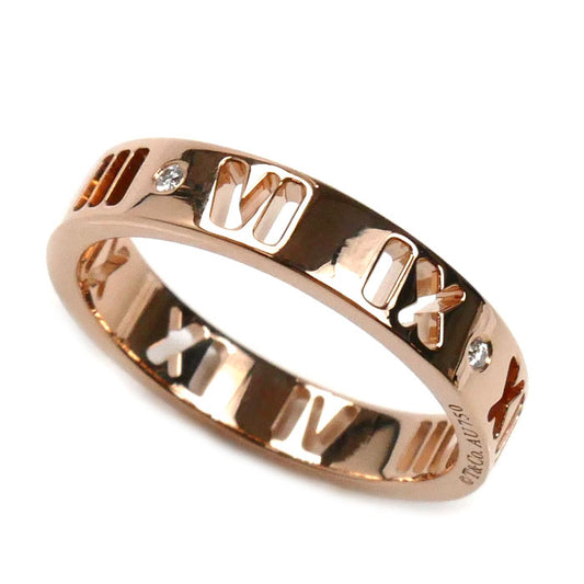 TIFFANY&Co. ティファニー K18PG ピンクゴールド ピアスド アトラス 4Pダイヤ リング・指輪 ダイヤモンド 8号 2.8g レディース【中古】